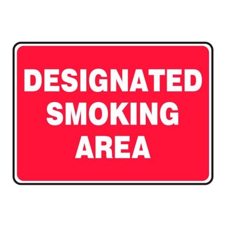 Accuform Accuform Designated Smoking Area Sign, 10inW x 7inH, Adhesive Vinyl MSMK404VS